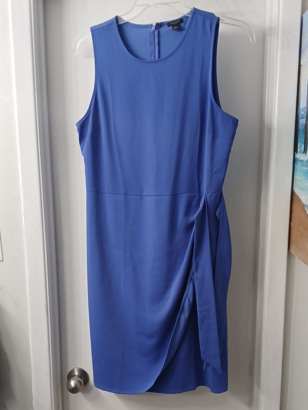 Ann Taylor Royal Blue Sleeveless Midi Sheath Dress with Side Knot